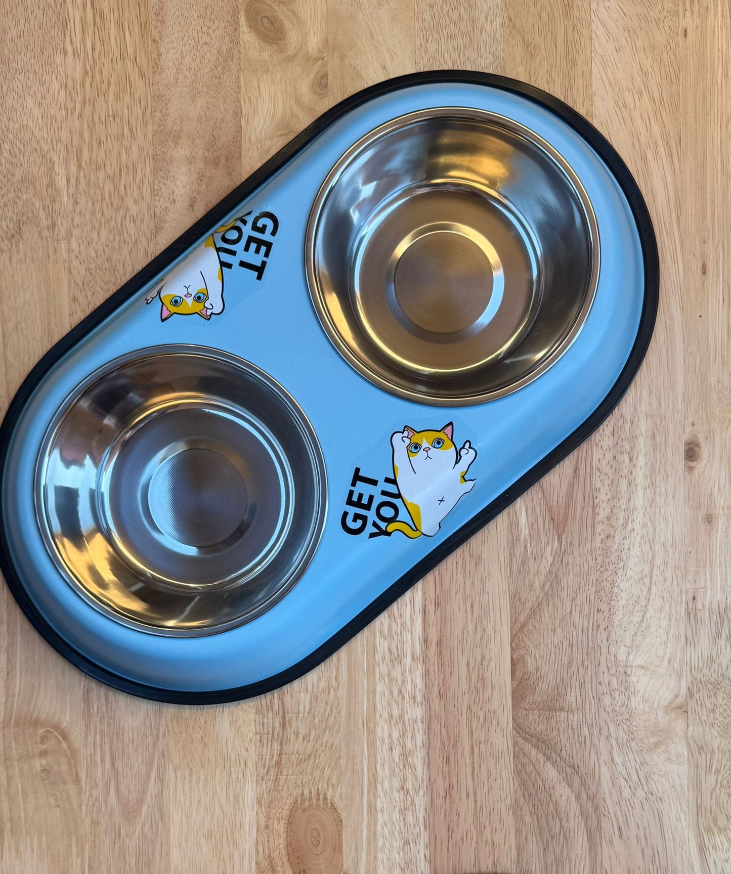 Platillo doble acero para gatos