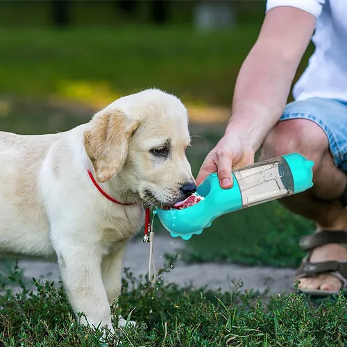 Botella Bebedero Comedero PaRa Mascotas 5 En 1 Para Viajes