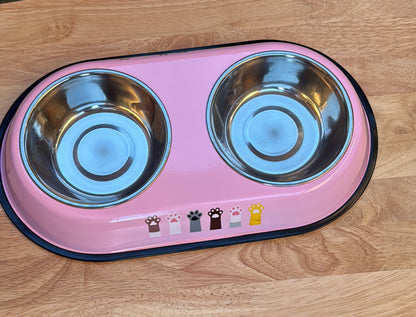 Platillo doble acero para gatos