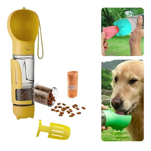 Botella Bebedero Comedero PaRa Mascotas 5 En 1 Para Viajes