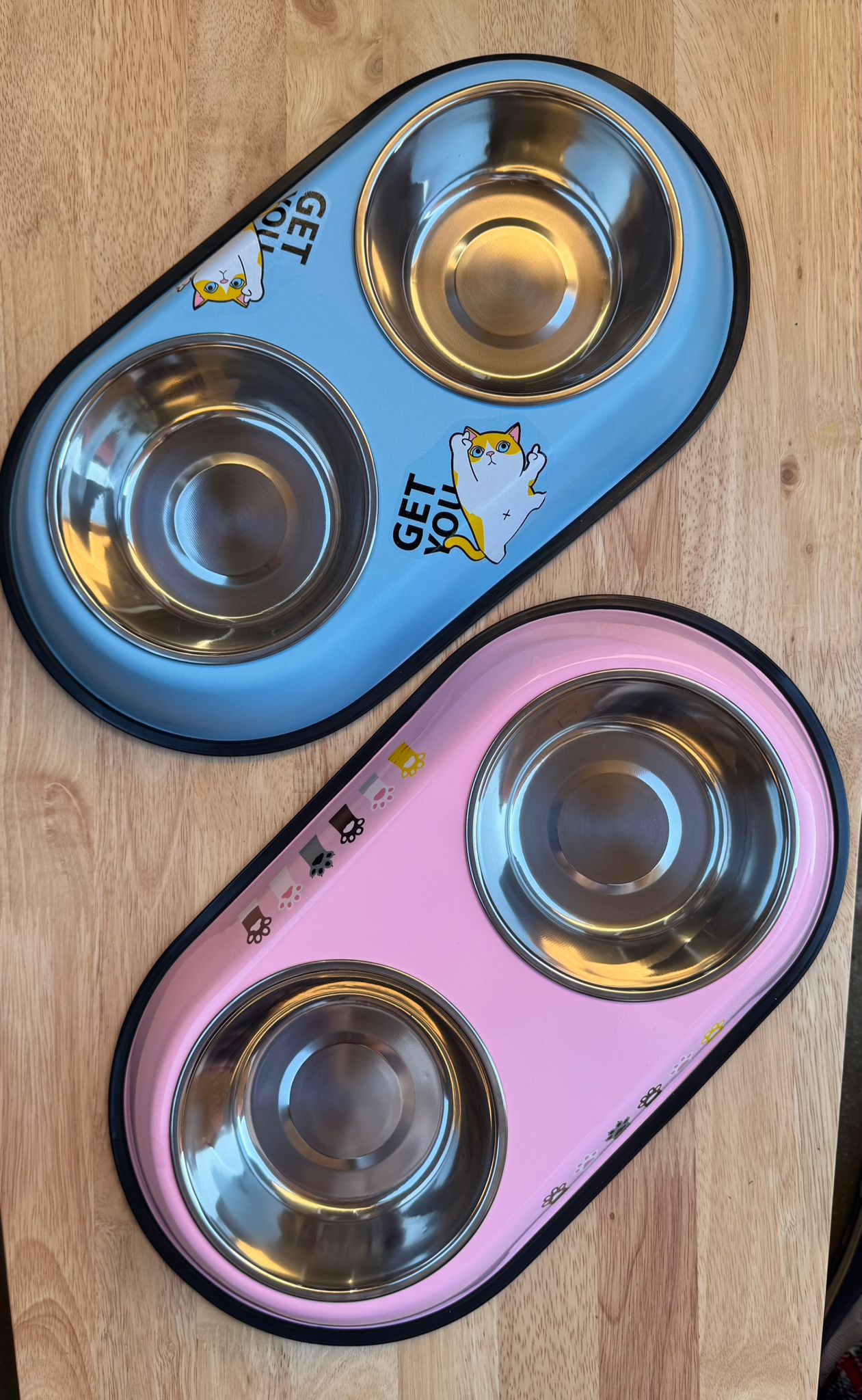 Platillo doble acero para gatos