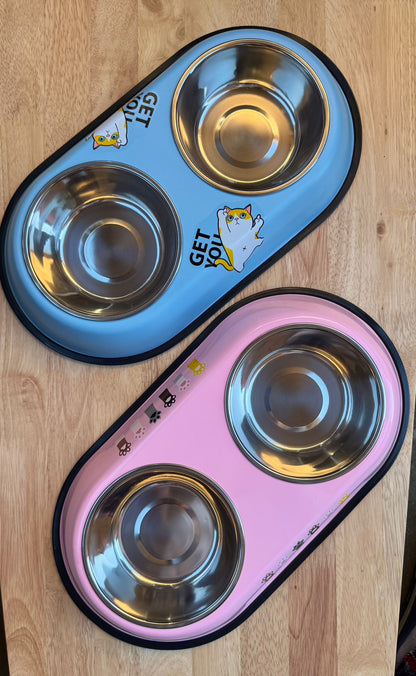 Platillo doble acero para gatos